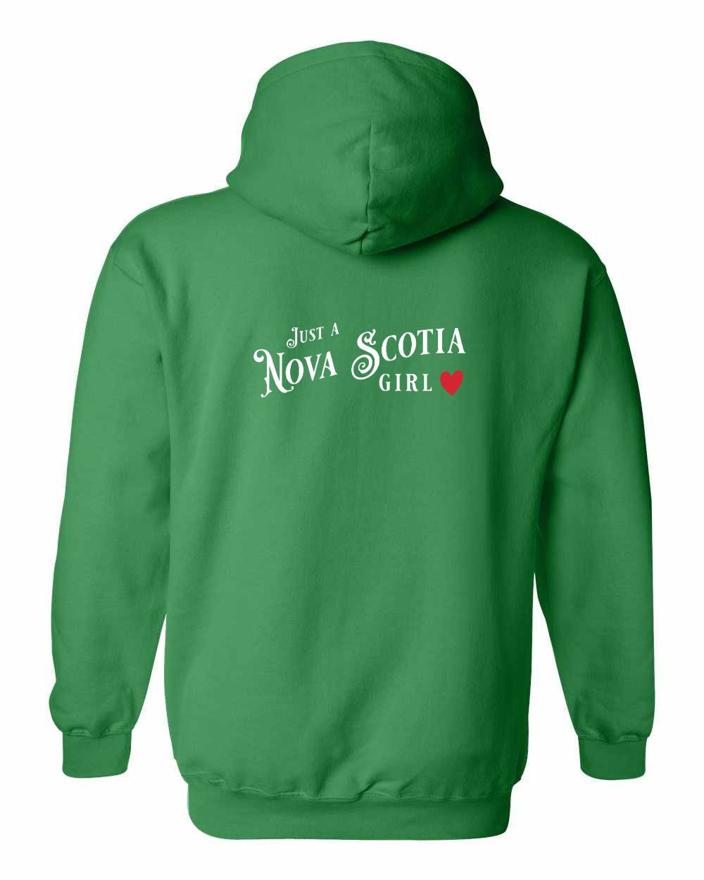 Just a NS Girl Red Heart Left Chest and Back Pullover Hoodie - Unisex