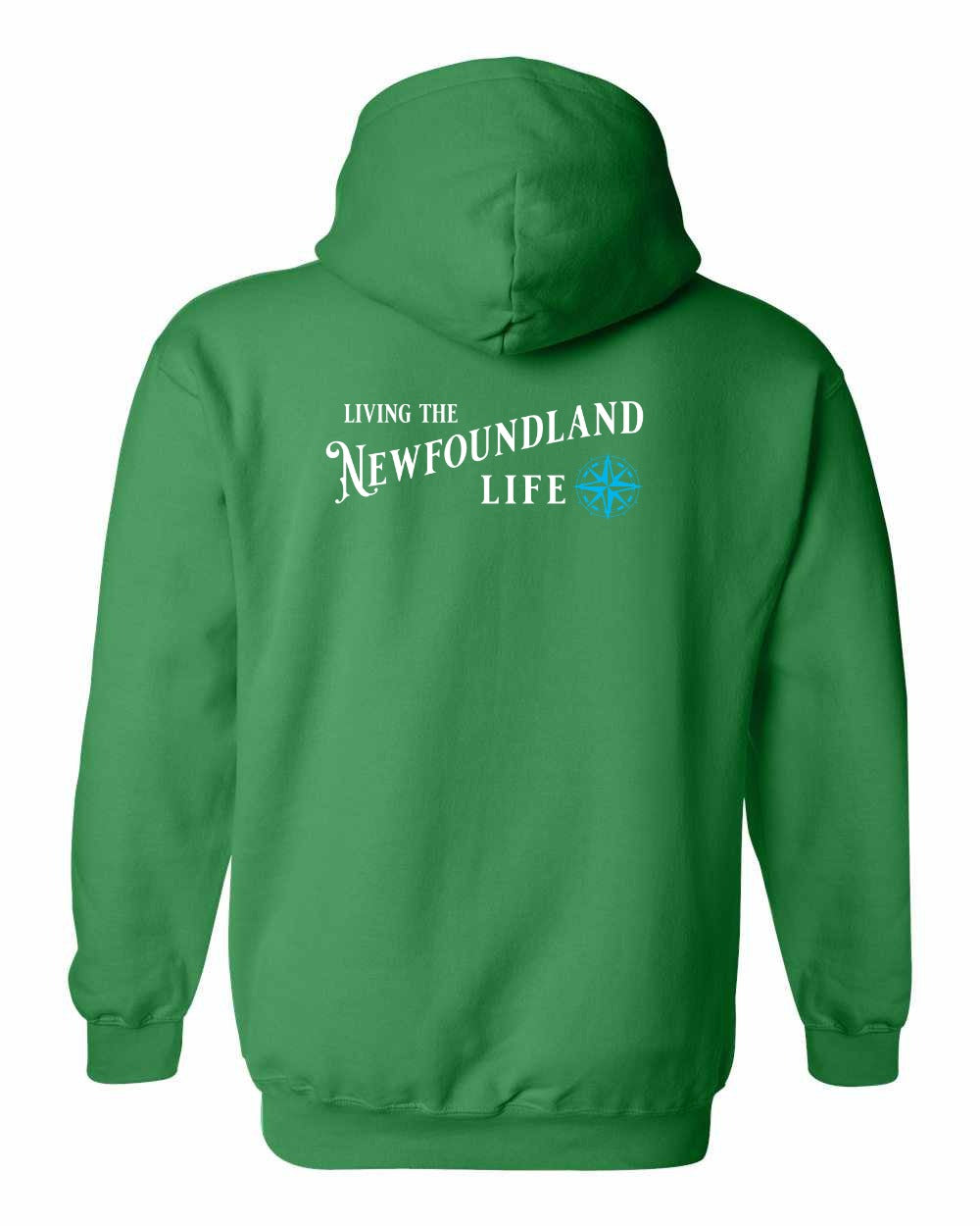 Living the NFLD Life blue Left Chest and Back Pullover Hoodie - Unisex