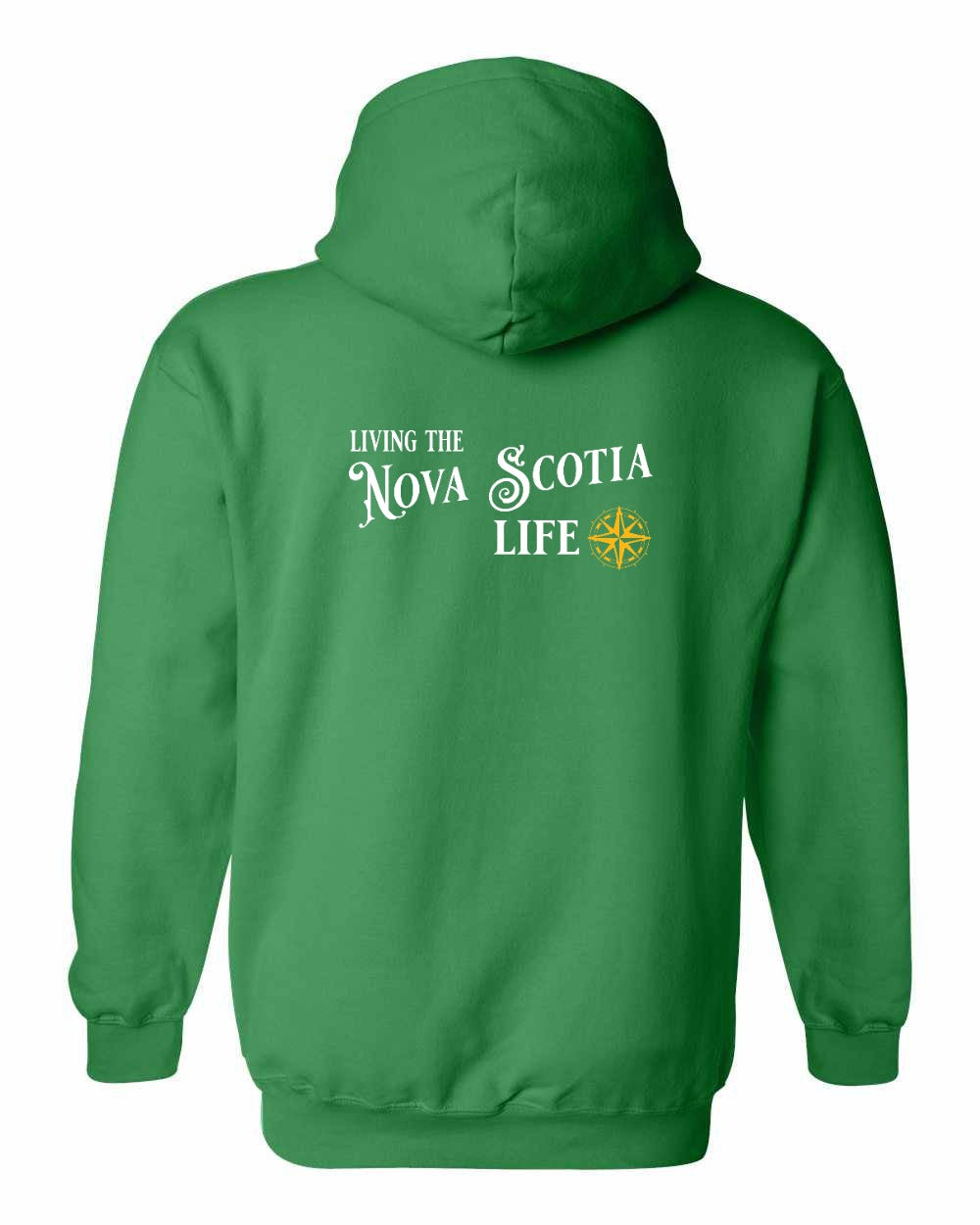 Living the Nova Scotia Life yellow Left Chest and Back pullover