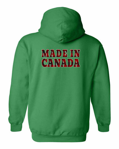 Made in Canada Plaid Background Left Chest and Back Pullover