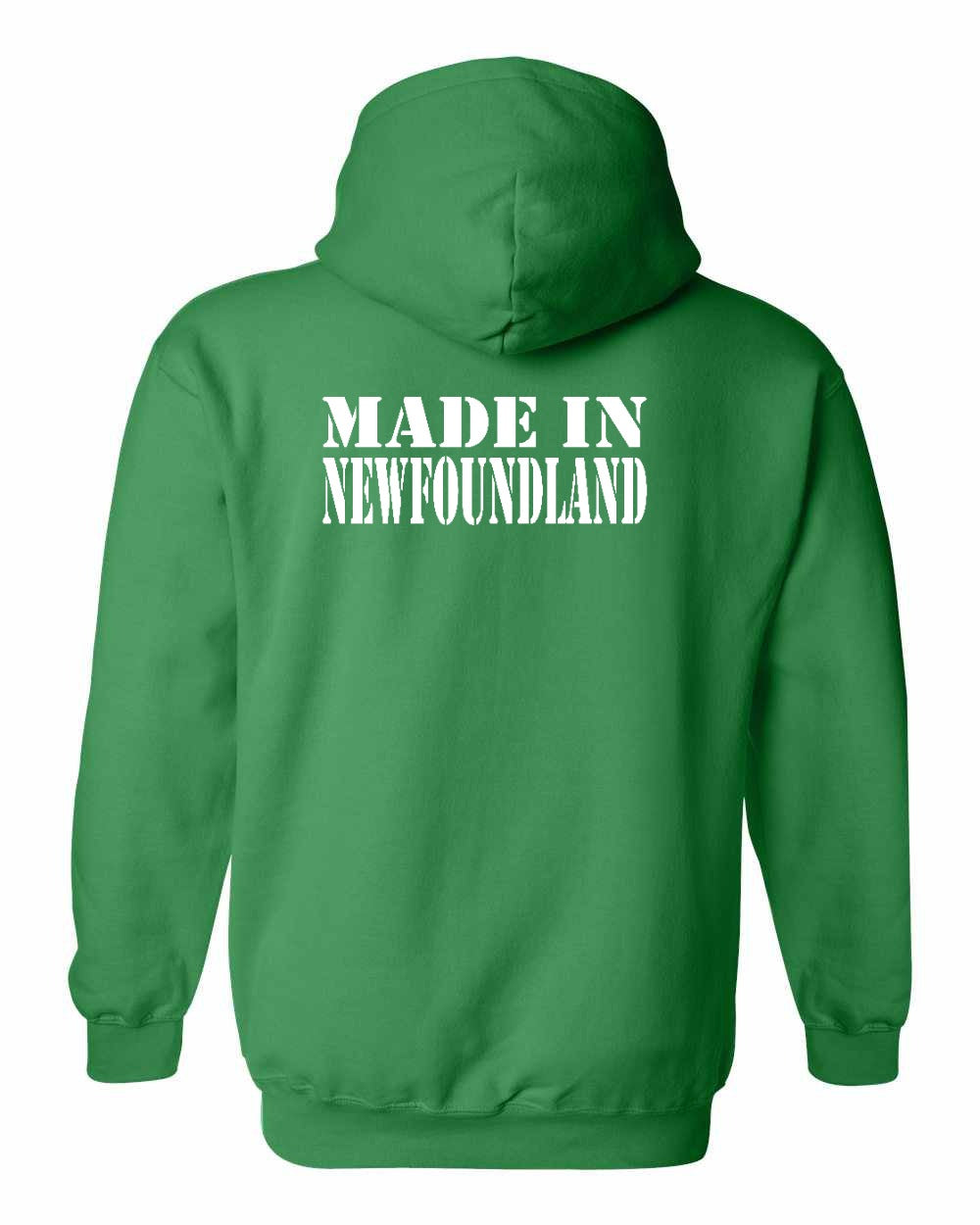 Made In NFLD ( White Lettering) Left Chest and Back Pullover Hoodie - Unisex
