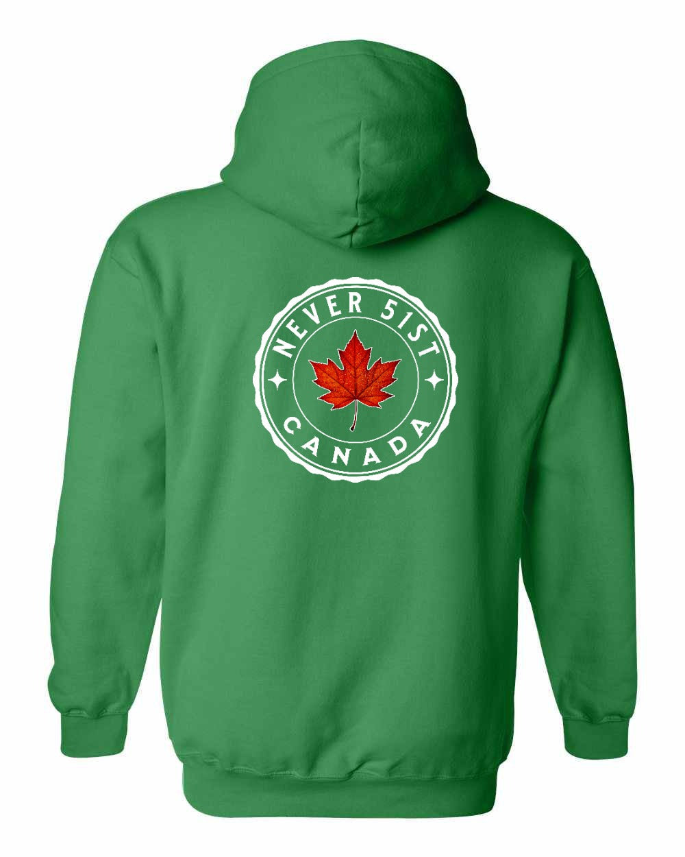 Never 51st Leaf Left Chest and Back Pullover Hoodie - Gildan Canada (sewn Internationally) - Unisex