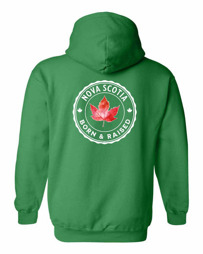 Born and Rasied Nova Scotia Left Chest and Back Pullover