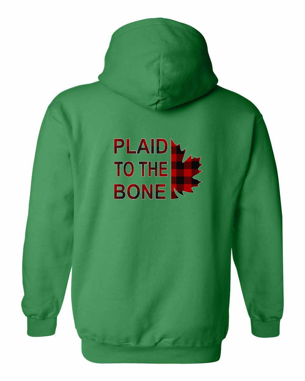 Plaid to the Bone Stacked Leaf Left Chest and Back Pullover Hoodie - Gildan Canada (sewn Internationally) - Unisex