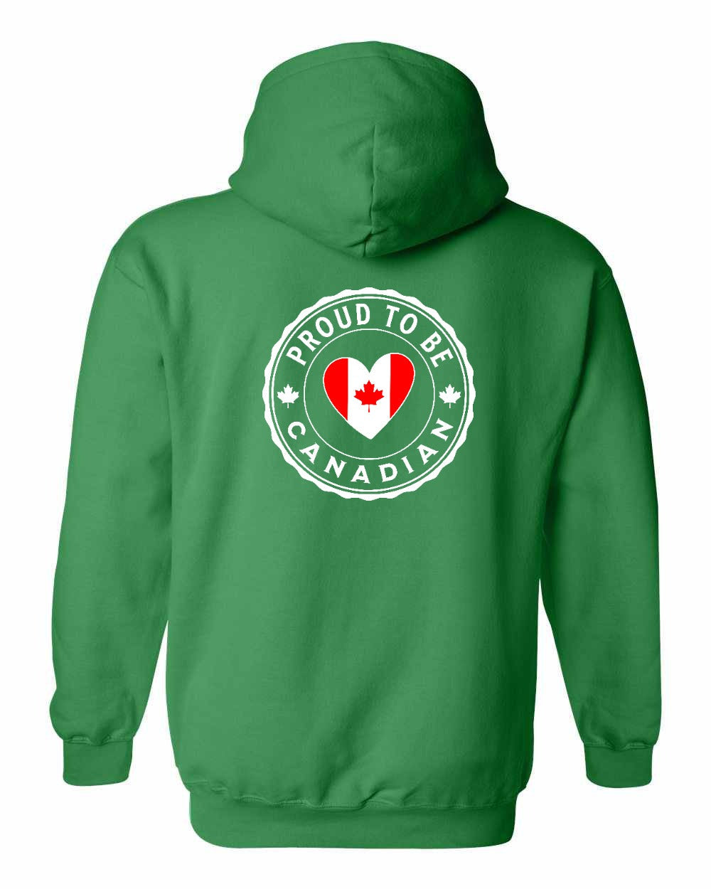 Proud to be Canadian Heart Flag Left Chest and Back Pullover Hoodie - Gildan Canada (sewn Internationally) - Unisex