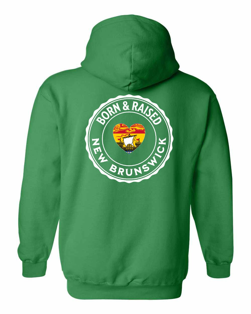 Born and Raised NB Heart Flag Left Chest & Back Pullover Hoodie - Unisex