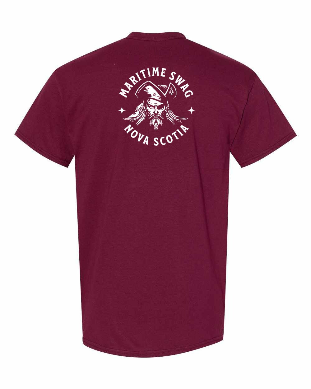 Maritime Swag Nova Scotia Pirate Left Chest and Back mens-tee