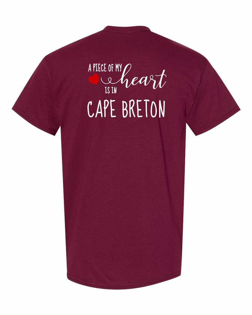 A piece of My heart in Cape Breton (Red Heart) Left Chest and Back Men's Tee
