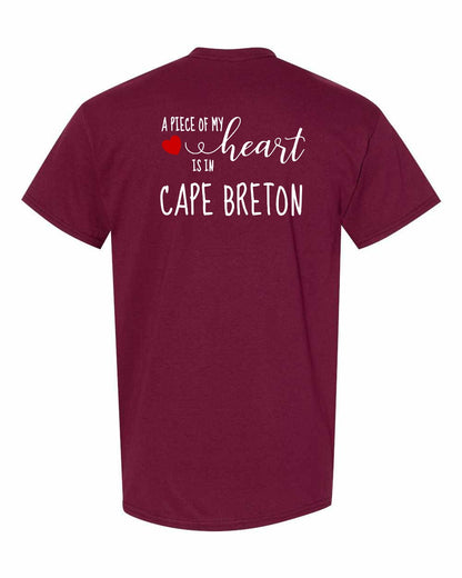 A piece of My heart in Cape Breton (Red Heart) Left Chest and Back Men's Tee