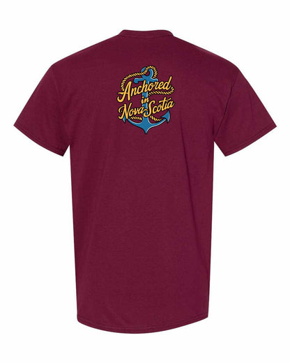 Anchored in Nova Scotia (New Design) Left Chest and Back mens-tee