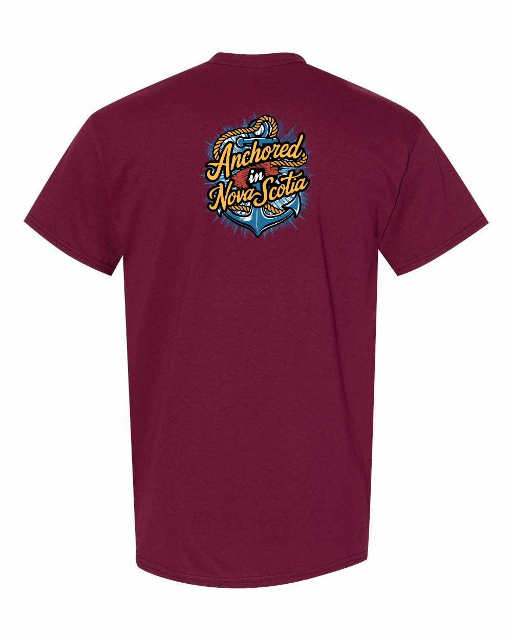 Anchored In Nova Scotia (Old Design) Left Chest and Back mens-tee