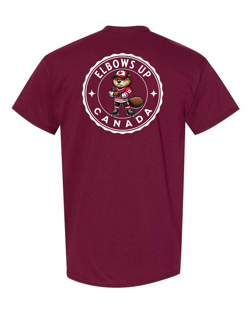 Elbows Up Beaver Left Chest & Back Men's Tee