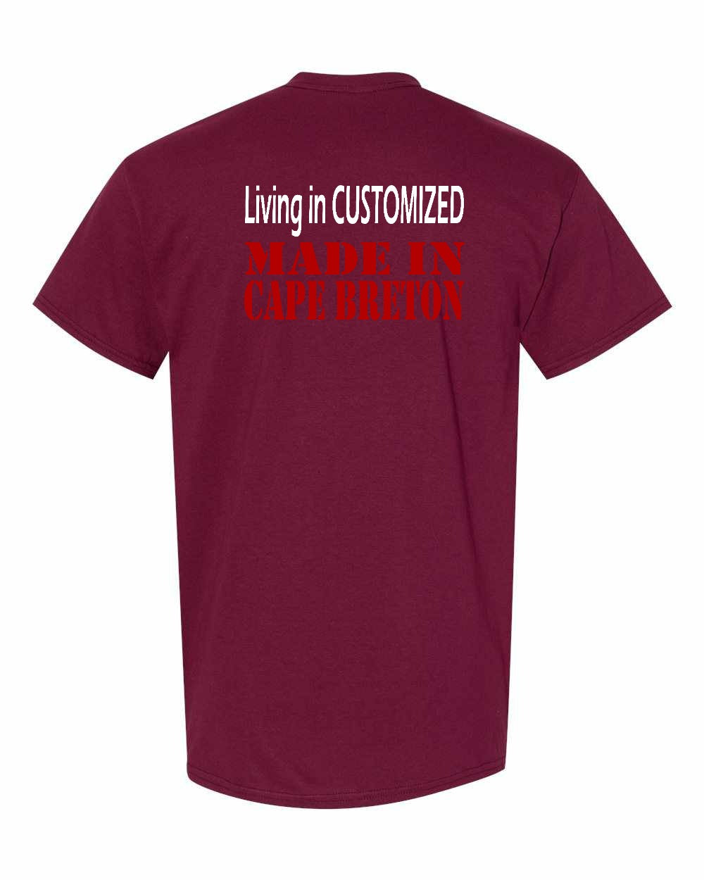 Living in Custom Made in Cape Breton Left Chest and Back Men's Tee