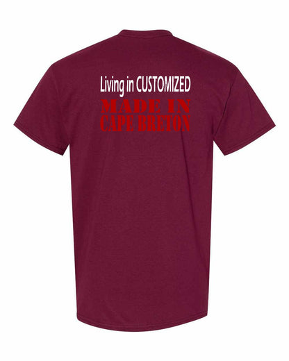 Living in Custom Made in Cape Breton Left Chest and Back Men's Tee