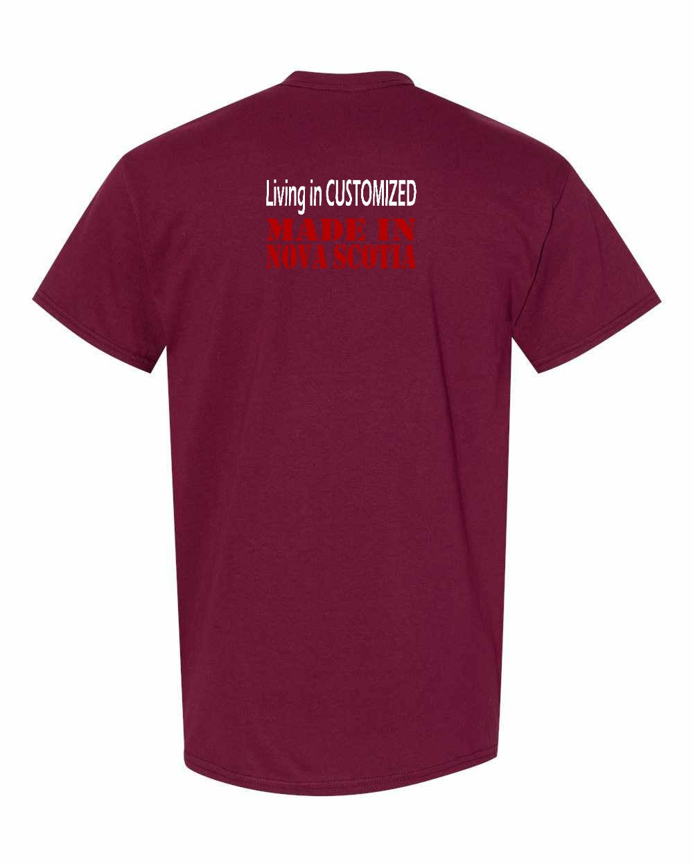 Living in Custom Made in Nova Scotia Left Chest and Back mens-tee