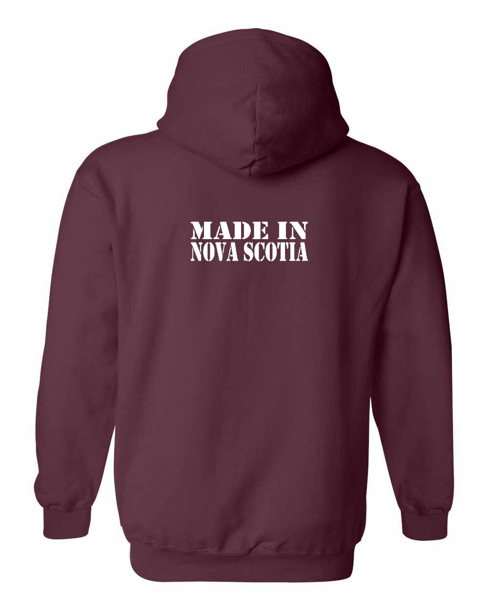 Made In Nova Scotia ( White Lettering) Left Chest and Back pullover