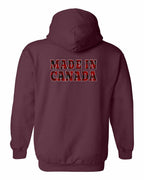 Made in Canada Plaid Background Left Chest and Back Pullover Hoodie - Gildan Canada (sewn Internationally) - Unisex
