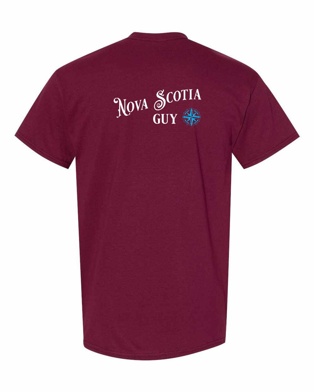 Nova Scotia Guy blue Left Chest and Back mens-tee