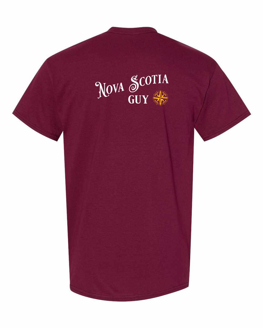 Nova Scotia Guy yellow Left Chest and Back mens-tee
