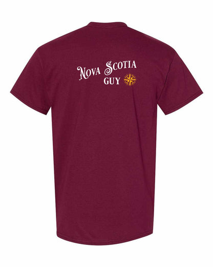 Nova Scotia Guy yellow Left Chest and Back mens-tee