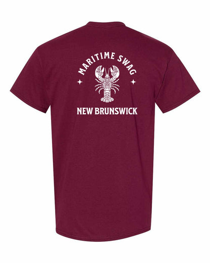 NB New Brunswick Mandala white Lobster Left Chest and Back Men's Tee