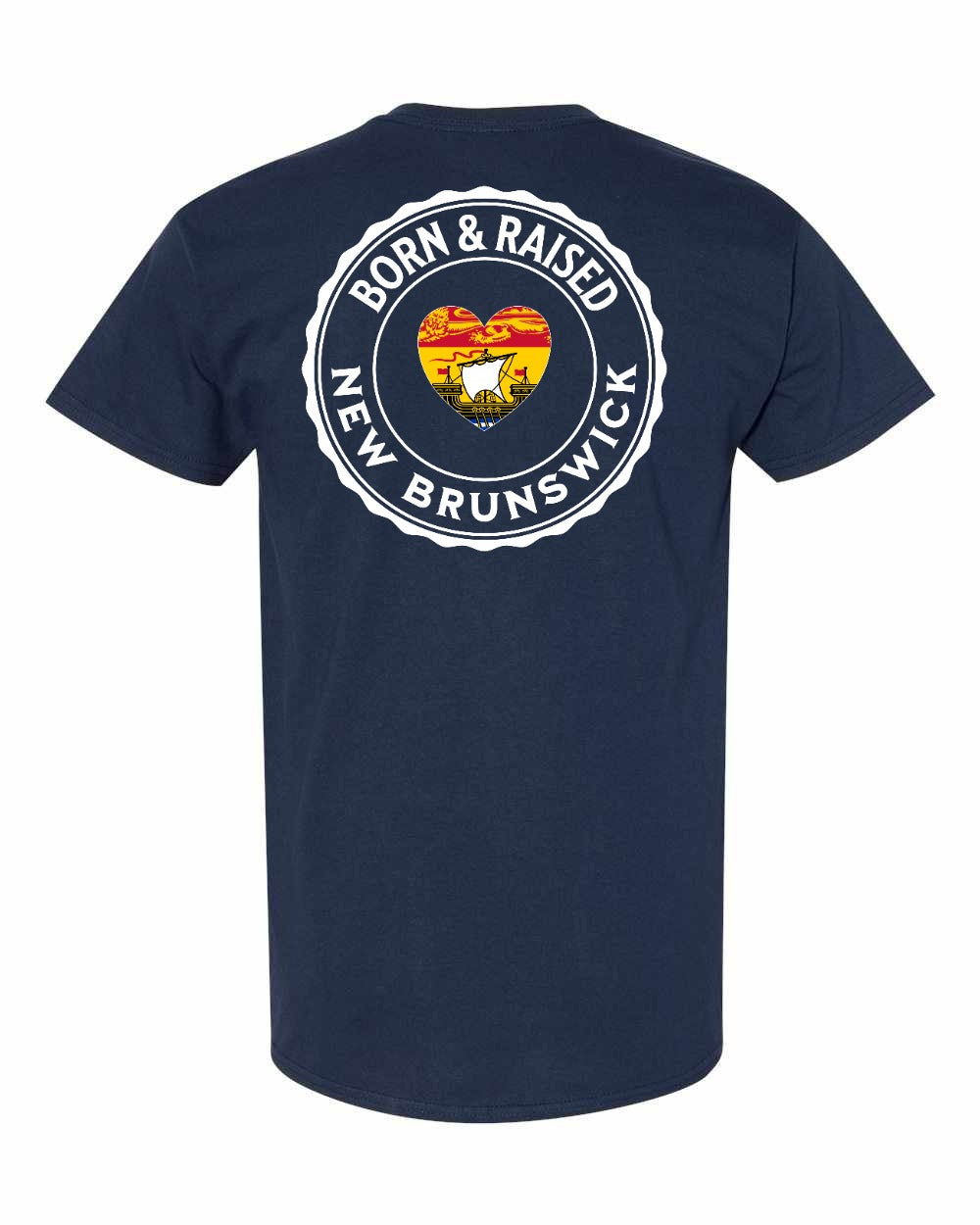 Born and Raised NB Heart Flag Left Chest & Back Men's Tee