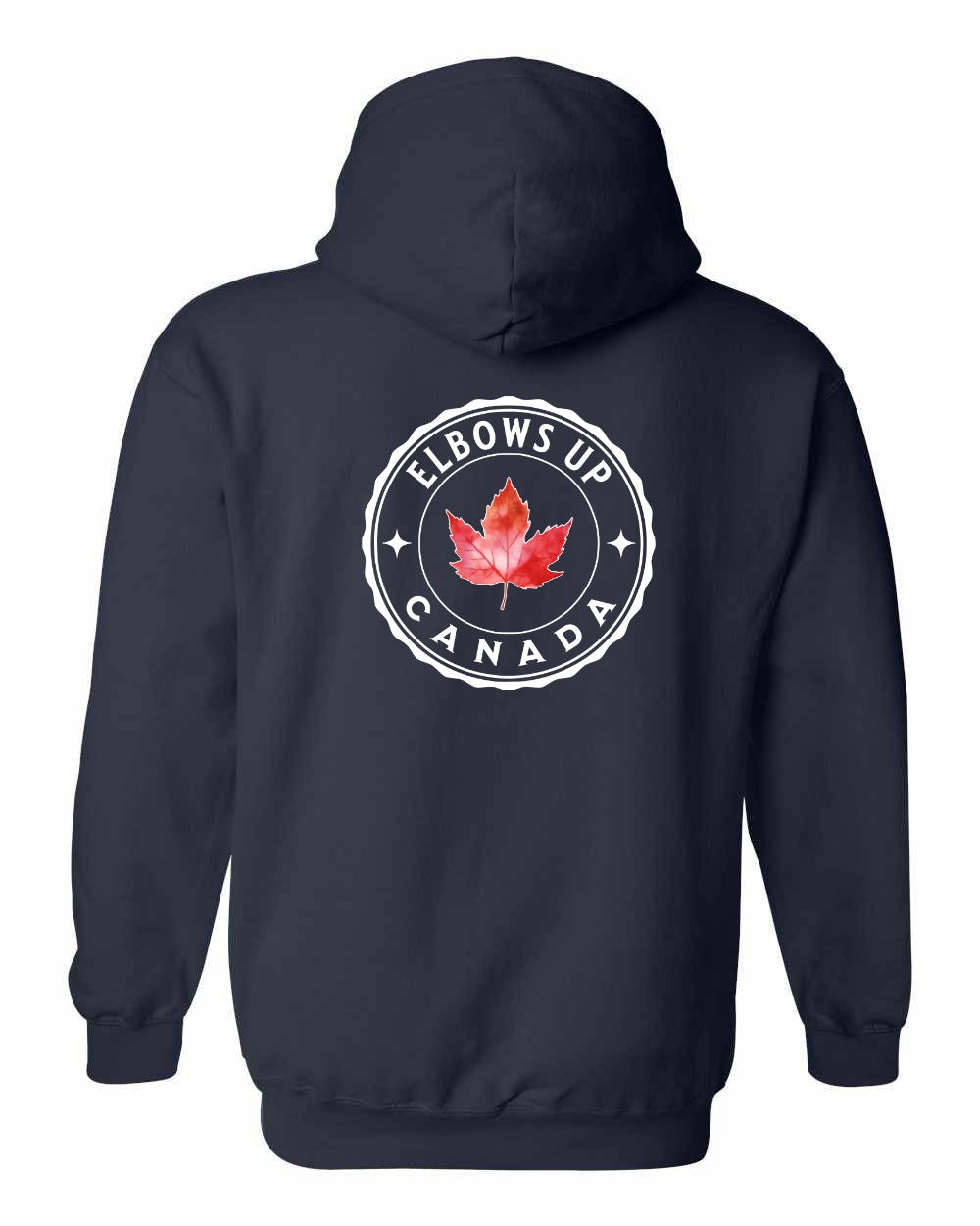 Elbows up Leaf Left Chest and Back Pullover Hoodie - Gildan Canada (sewn Internationally) - Unisex