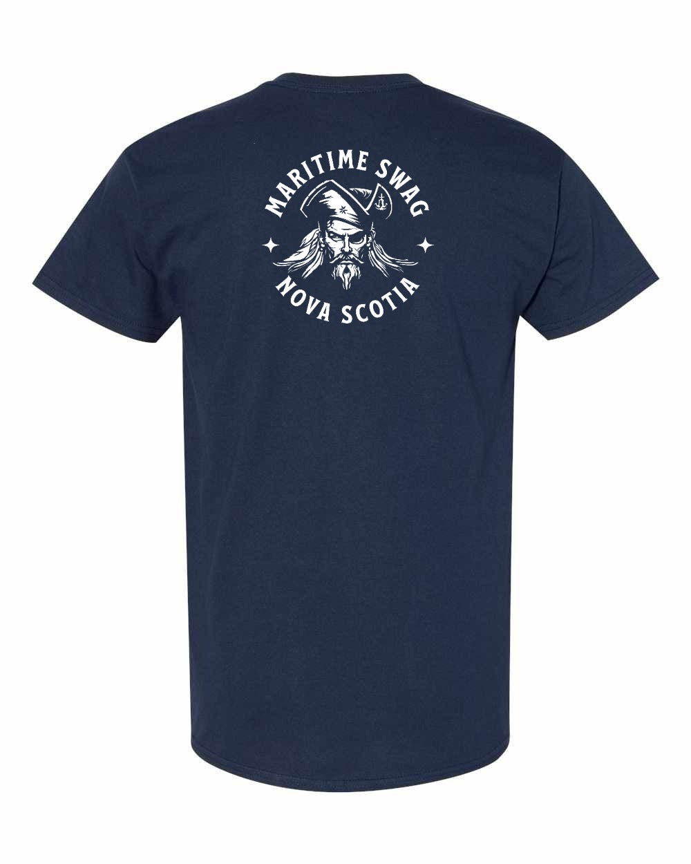 Maritime Swag Nova Scotia Pirate Left Chest and Back mens-tee