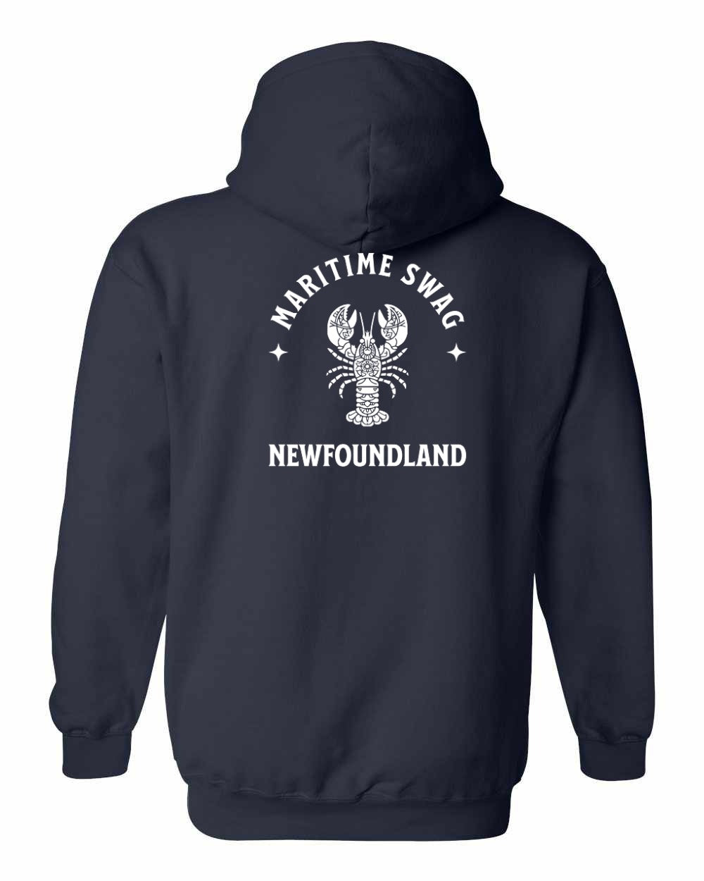 Maritime Swag NFLD Mandala white Lobster Left Chest and Back Pullover Hoodie - Unisex