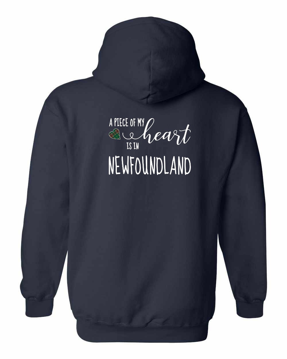 A piece of My heart in NFLD Tartan Heart Left Chest and Back Pullover Hoodie - Unisex