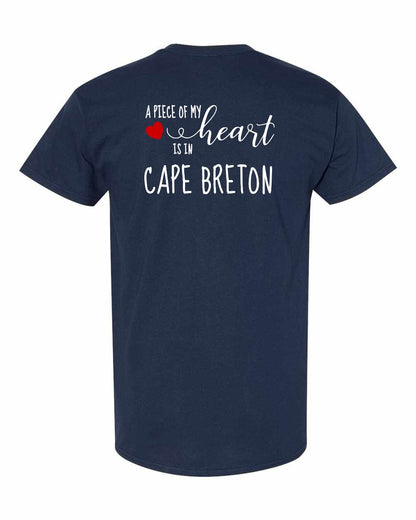 A piece of My heart in Cape Breton (Red Heart) Left Chest and Back Men's Tee