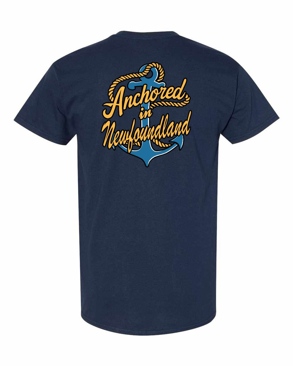 Anchored in NFLD (New Design) Left Chest and Back Men's Tee
