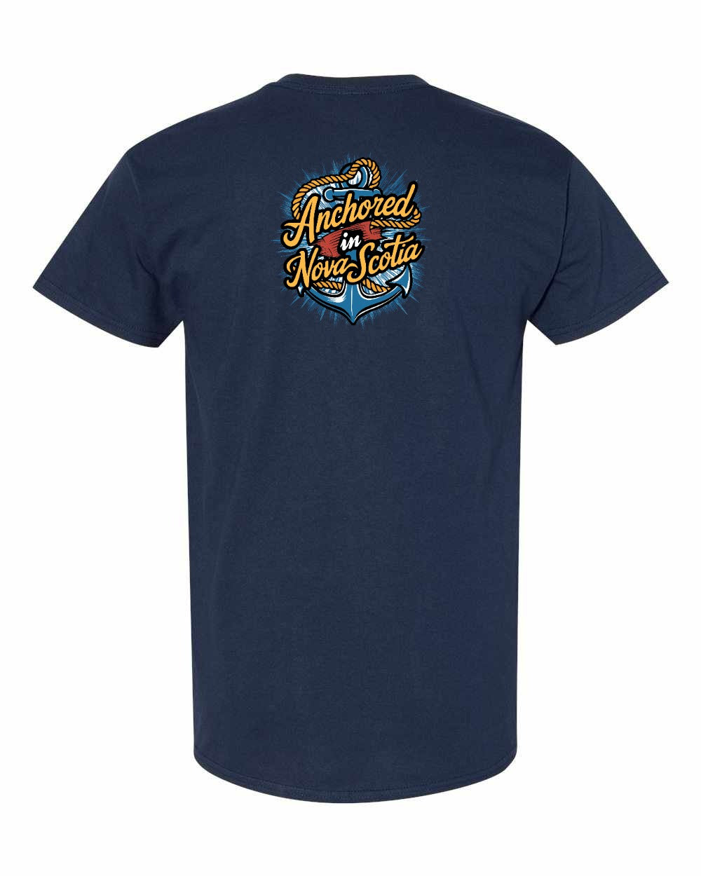 Anchored In Nova Scotia (Old Design) Left Chest and Back mens-tee