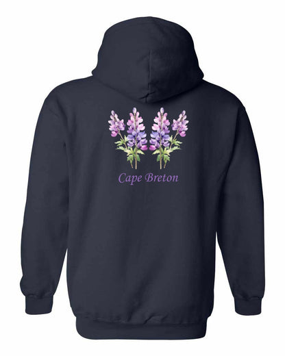 Cape Breton Lupin Left Chest and Back Pullover Hoodie