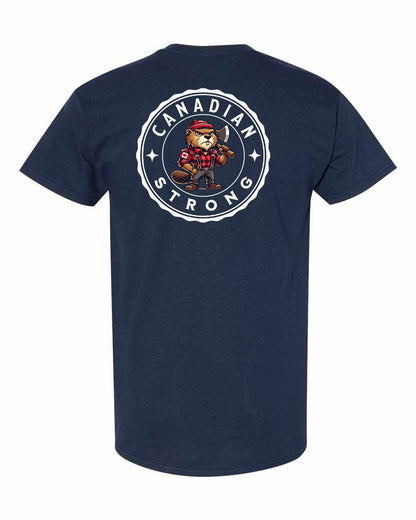 Canadian Strong Beaver Left Chest & Back Men's Tee