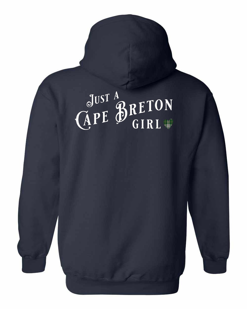 Just a Cape Breton Girl Tartan Left Chest and Back Pullover Hoodie