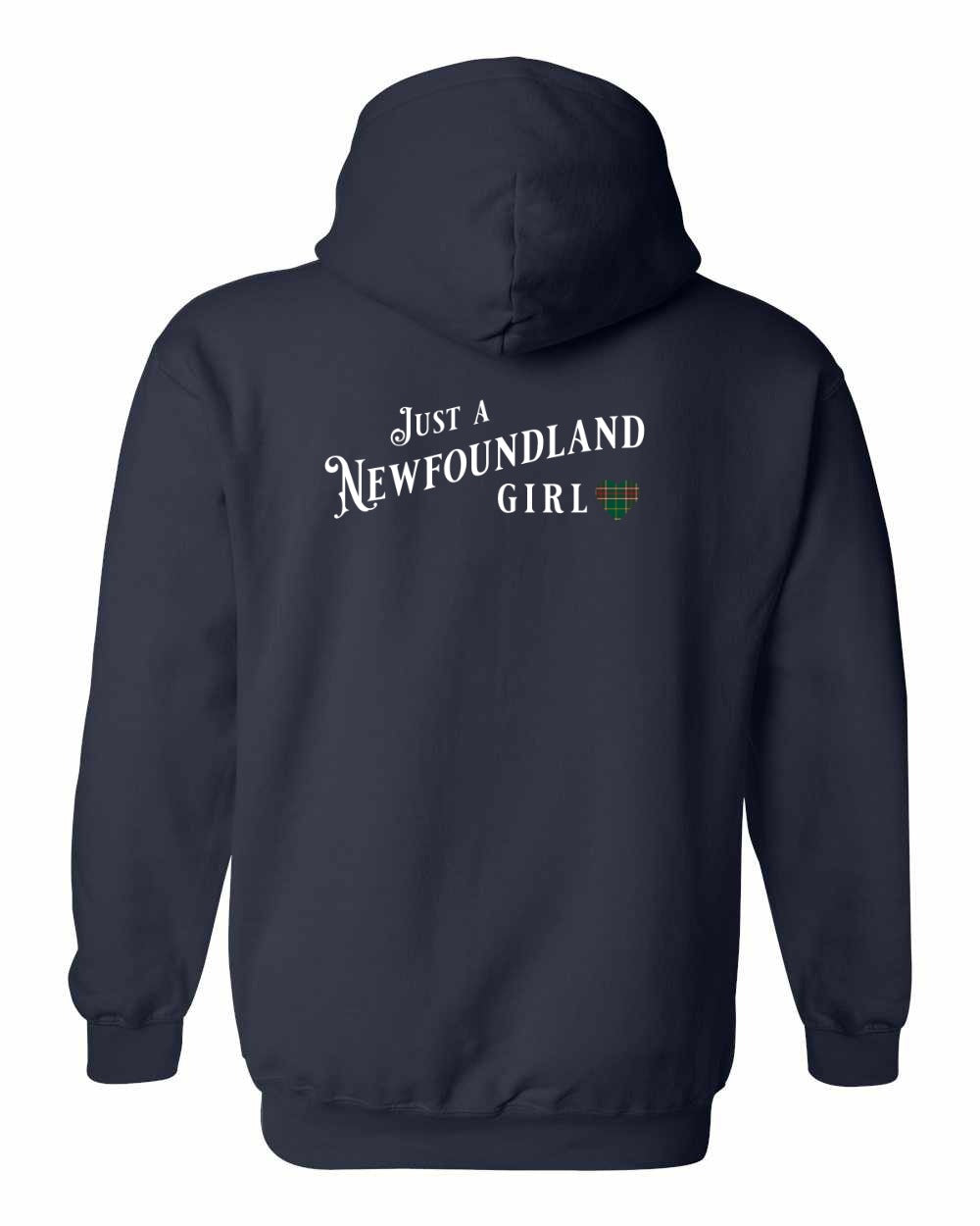 Just a NFLD Girl Tartan Left Chest and Back Pullover Hoodie - Unisex