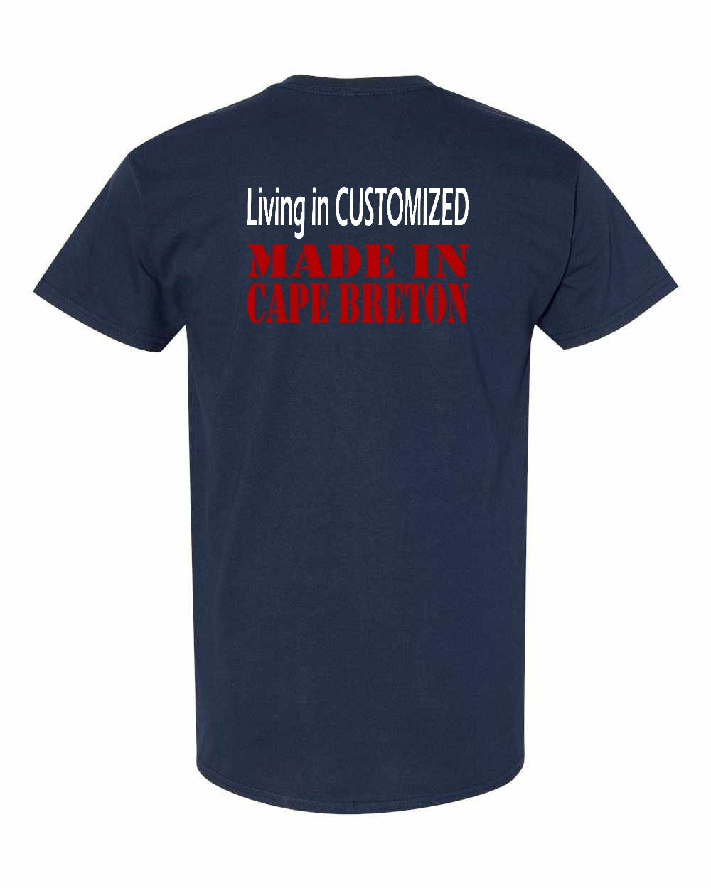 Living in Custom Made in Cape Breton Left Chest and Back Men's Tee