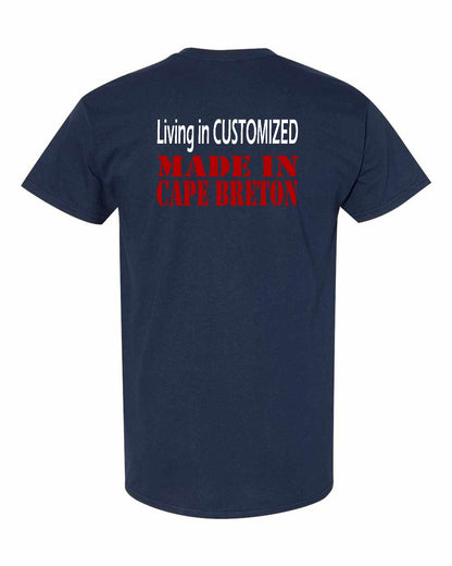Living in Custom Made in Cape Breton Left Chest and Back Men's Tee