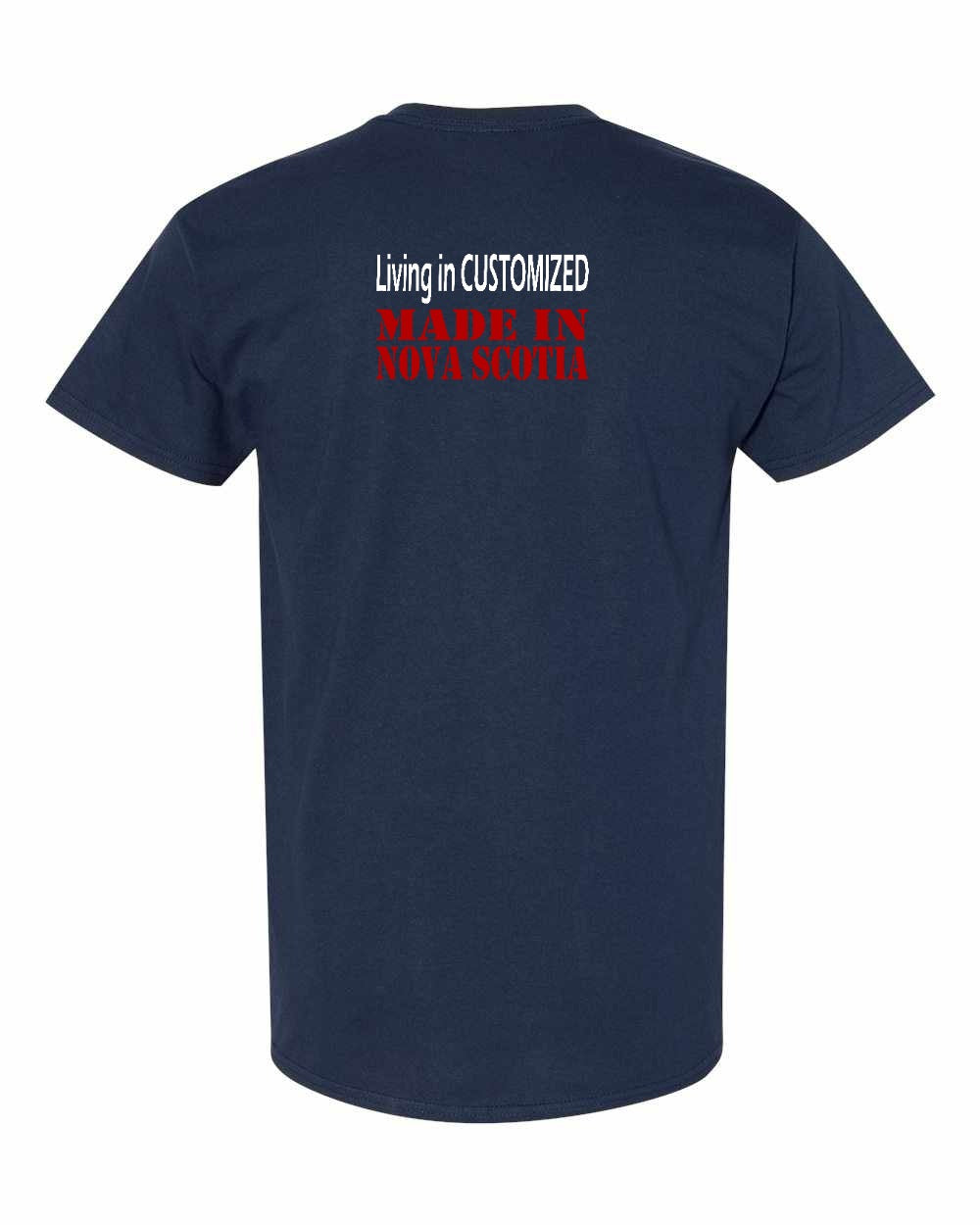 Living in Custom Made in Nova Scotia Left Chest and Back mens-tee