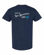 Living the NB Life blue Left Chest and Back Men's Tee