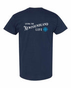 Living the NFLD Life blue Left Chest and Back Men's Tee