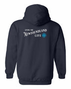 Living the NFLD Life blue Left Chest and Back Pullover Hoodie - Unisex