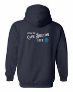 Living the CB Life blue Left Chest and Back Pullover Hoodie - Unisex