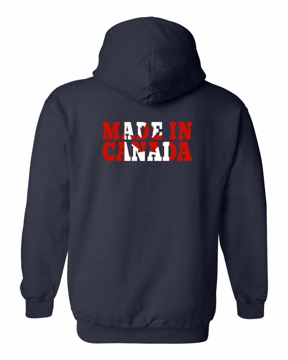 Made in Canada Flag Background Left Chest and Back Pullover Hoodie - Gildan Canada (sewn Internationally) - Unisex