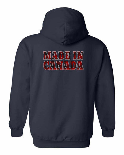 Made in Canada Plaid Background Left Chest and Back Pullover