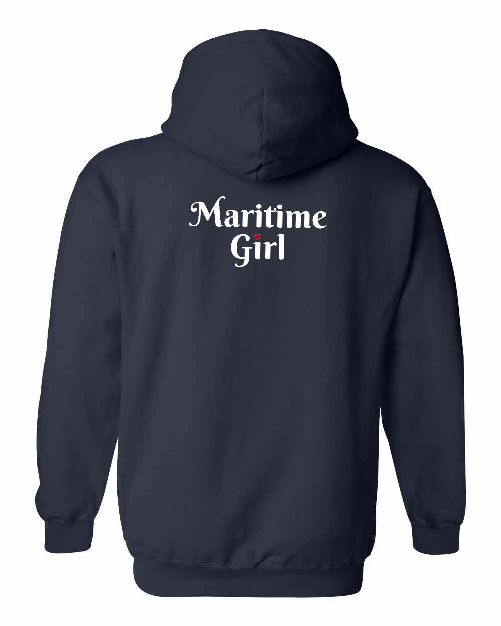 Maritime Girl Heart Dot Left Chest & Back Pullover Hoodie - Unisex