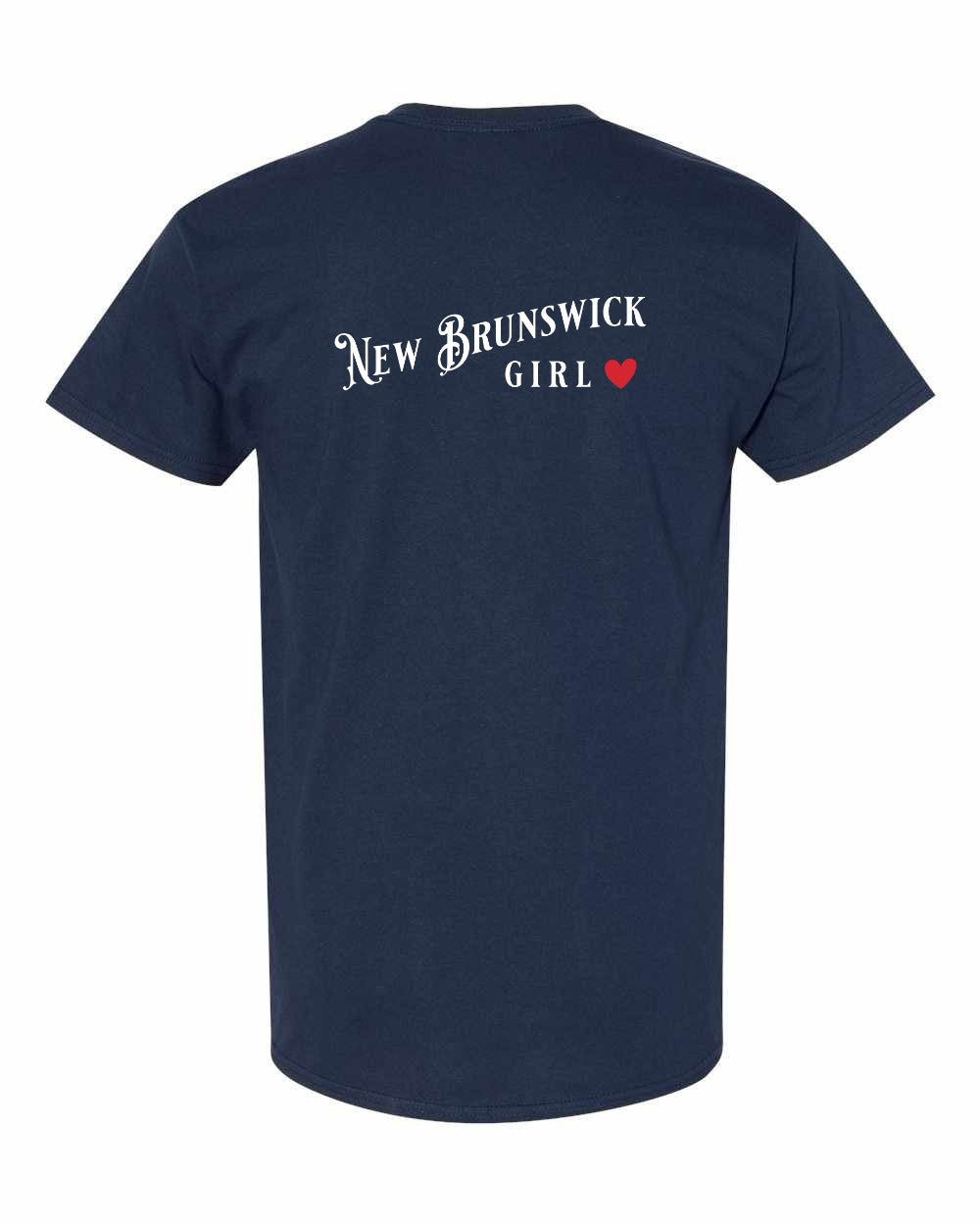 New Brunswick Girl Red Heart Left Chest and Back Men's Tee