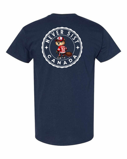 Never 51st Beaver Left Chest & Back Men's Tee