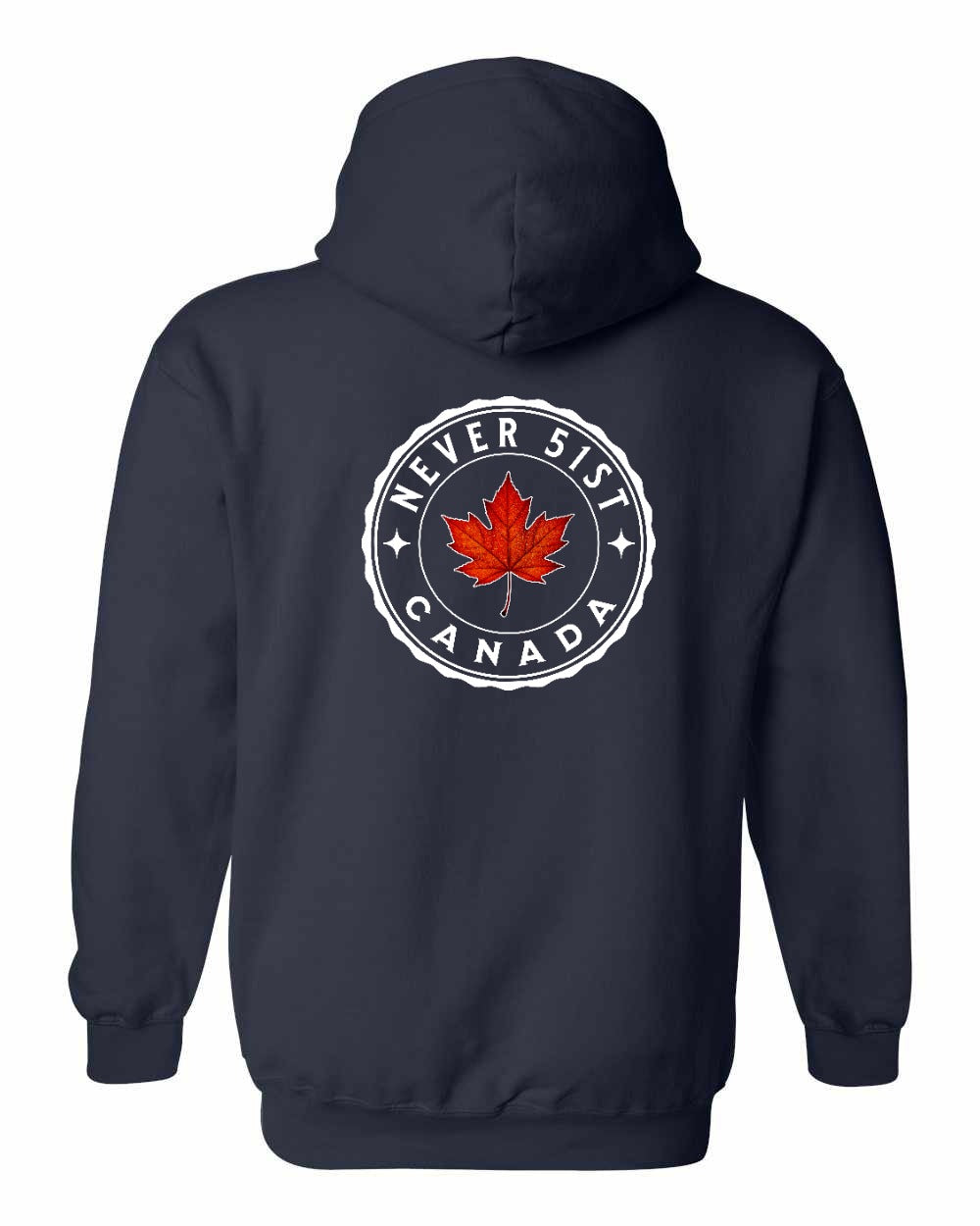 Never 51st Leaf Left Chest and Back Pullover Hoodie - Gildan Canada (sewn Internationally) - Unisex